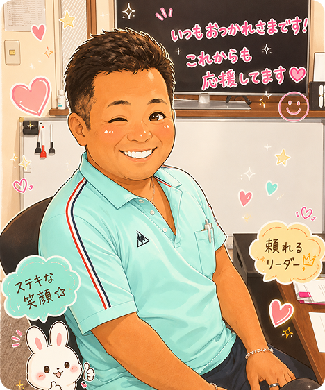 頼れるリーダー　素敵な笑顔　男性