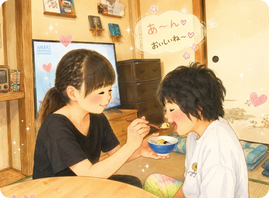 食事の介助をしている様子